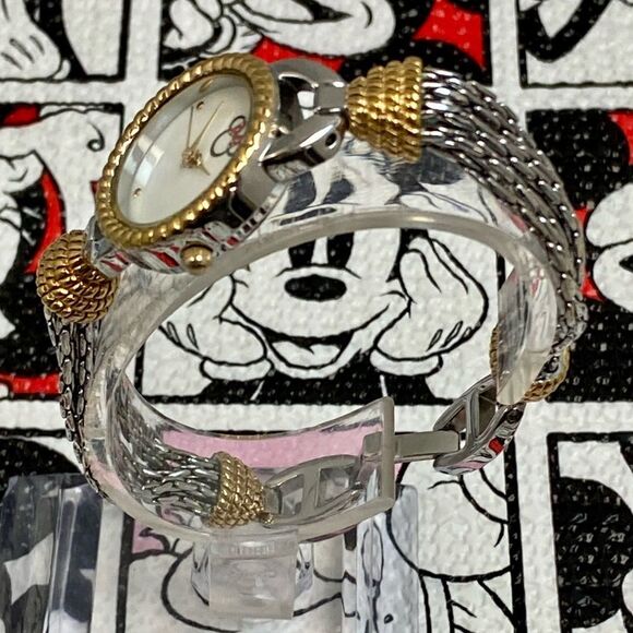 Disney Parks Minnie Mouse Two-Tone Bracelet Watch Mother of Pearl Dial - Picture 6 of 15